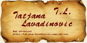 Tatjana Lavadinović vizit kartica